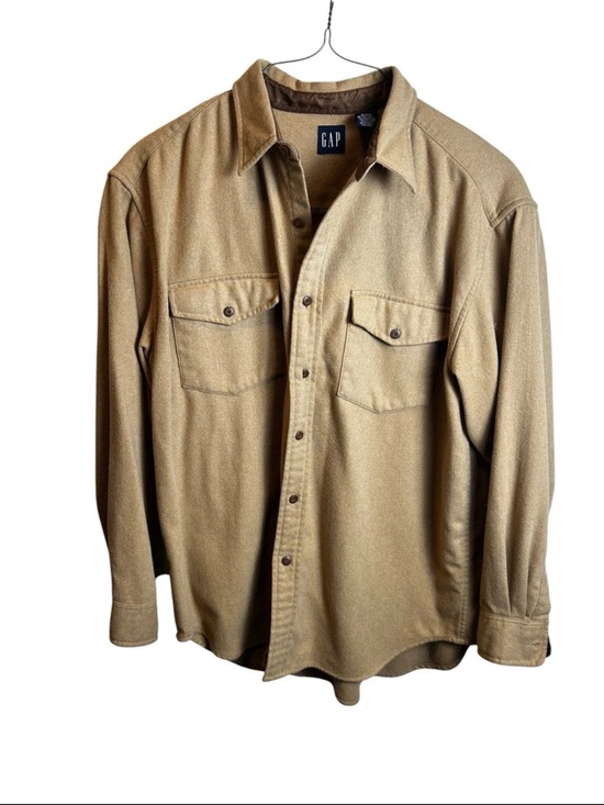 GAP Other - Vintage GAP 70% Wool Flannel Shirt Tan Camel Button Down Size L